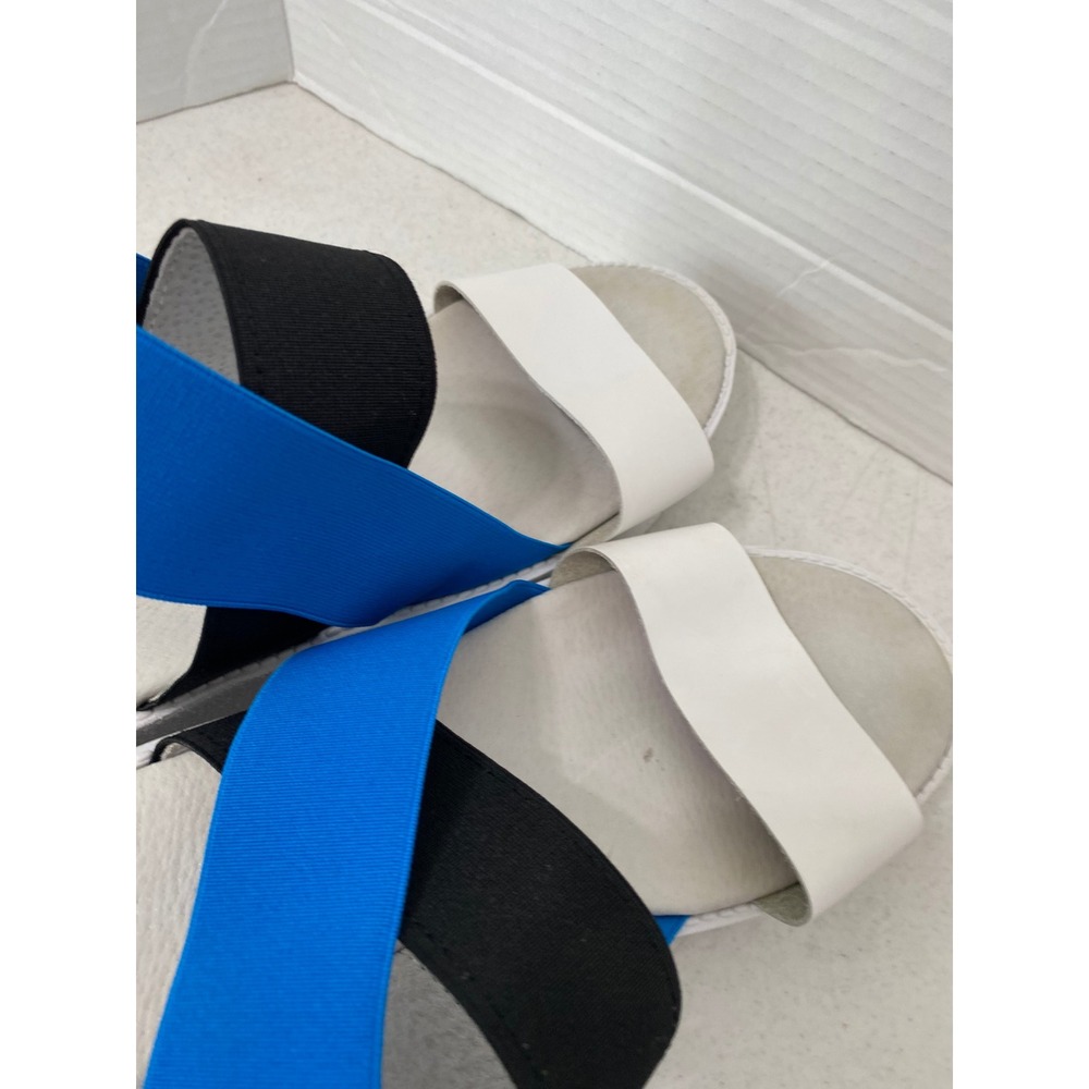 Sixtyseven Platform Sandals Womens 40 Blue White Black Elastic Flatform Good - Picture 11 of 11